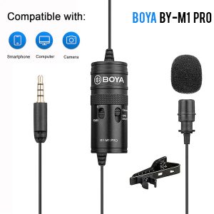 BOYA BY-M1 PRO 6m Portable Omnidirectional Condenser Monitor 3.5mm TRRS Wired Lavalier Lapel Microphone