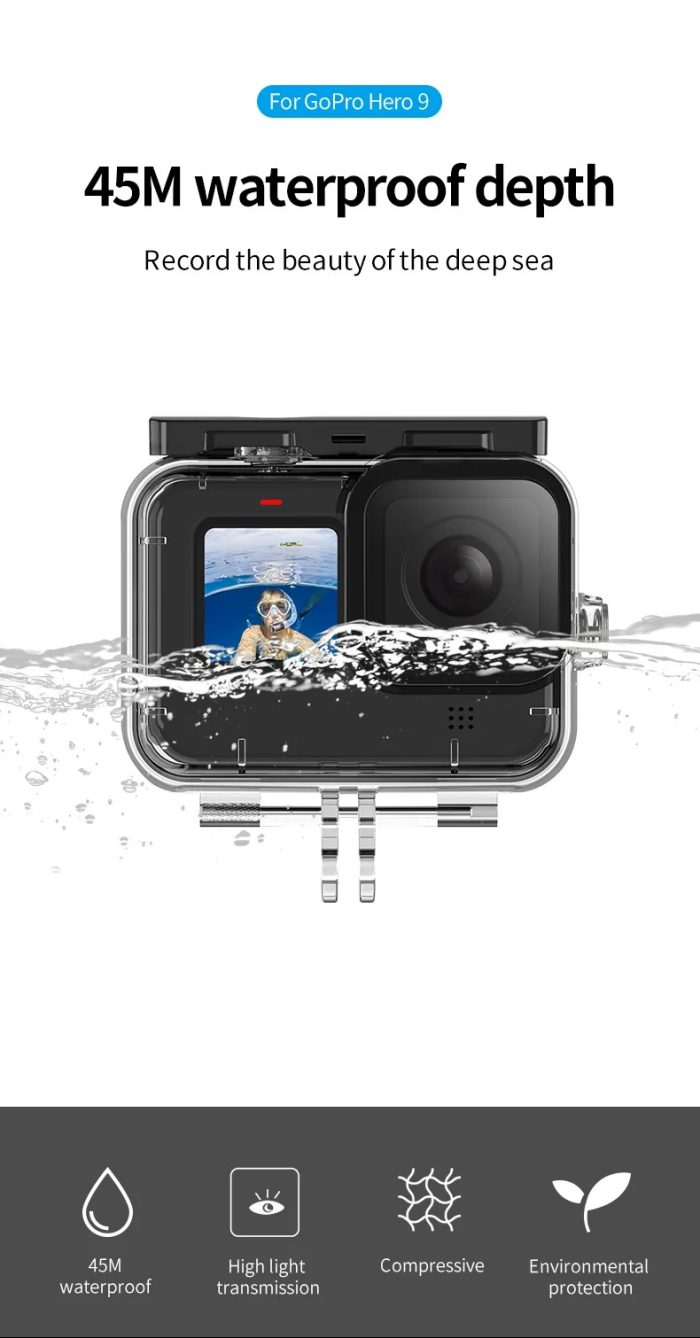 TELESIN Professional 45M Diving Waterproof Case Used For GoPro Hero 12/11/10/9 Black Sports Camera - Image 3