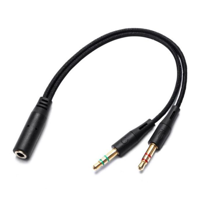 3.5mm AUX Audio Mic Splitter Cable – Headphone Adapter for PC and Earphones