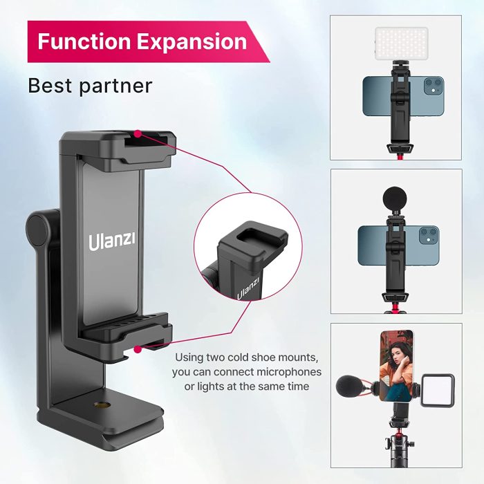 Ulanzi ST-22 360º Rotatable and Tiltable Mobile Holder With Double Cold Shoe Mount - Image 2