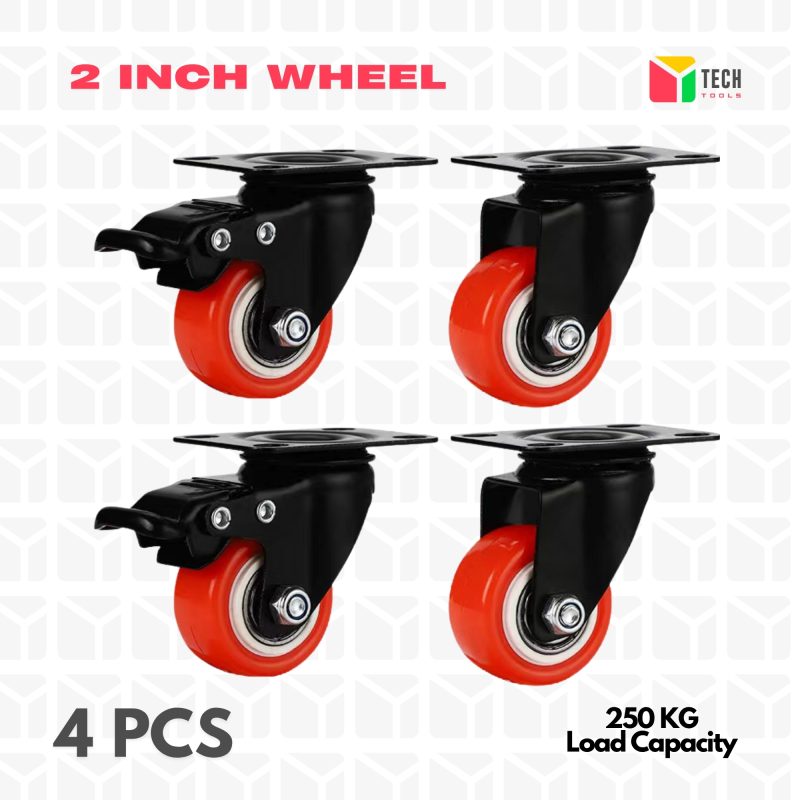 2 Inch PU Swivel Caster Wheels 4 pcs Set