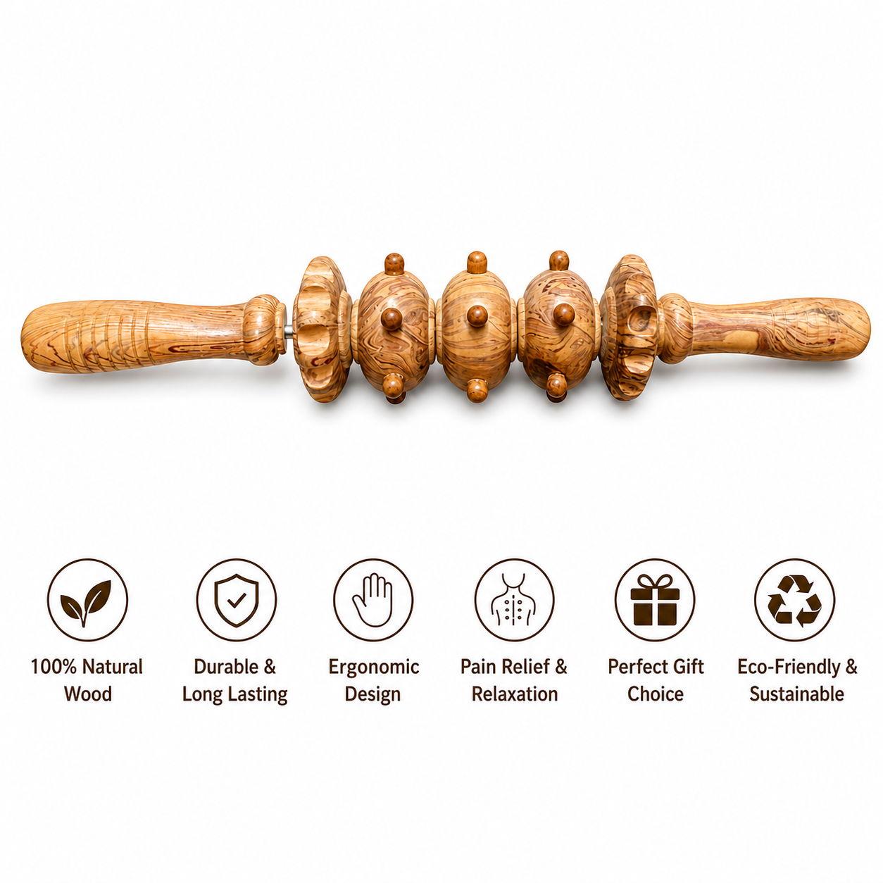 Wooden Massage Roller Stick – Full Body Manual Massager for Pain Relief, Muscle Relaxation & Anti-Cellulite Therapy
