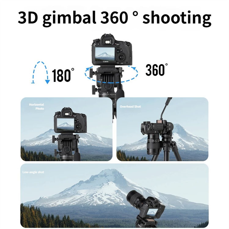 YUNTENG VCT-999 Professional 2M Aluminum Alloy Folding Heavy Tripod for DSLR, Video Camera & Mobile - Image 3