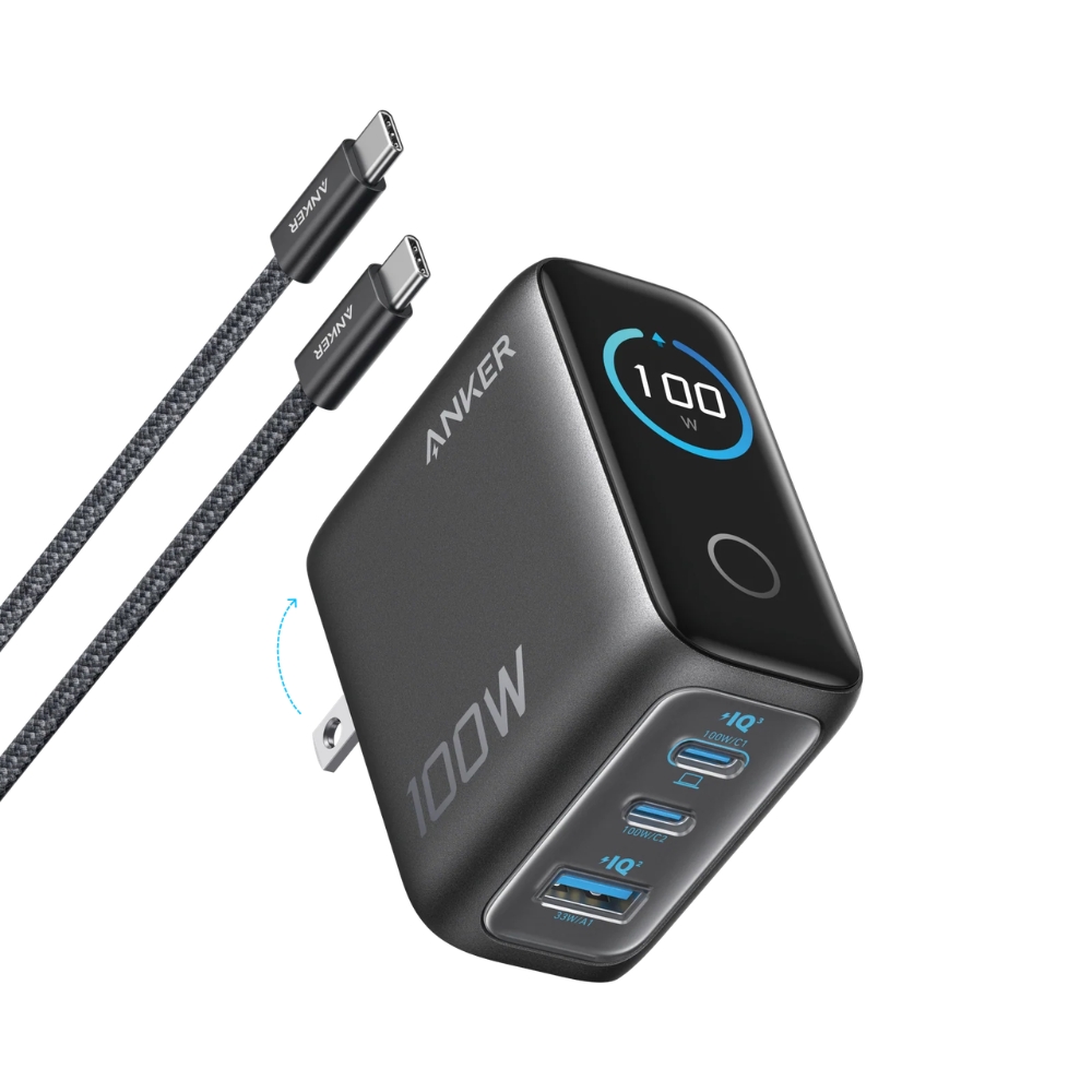 Anker Zolo 100W 3 Port Digital Display with C-C 100W Cable Power Adapter