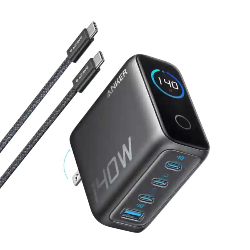 Anker Zolo 140W PD3.1 4-port fast charger with digital display and USB-C cable by Tech Tools BD