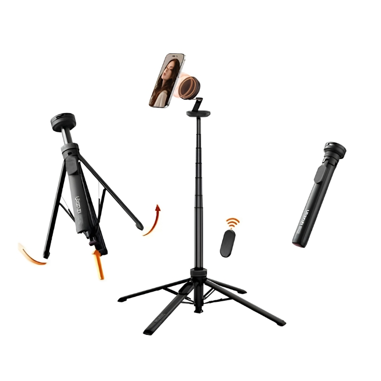 Ulanzi MT-85 automatic phone tripod fully extended to 150cm height with 4-leg stable quadpod design for professional vlogging and live streaming in Bangladesh
