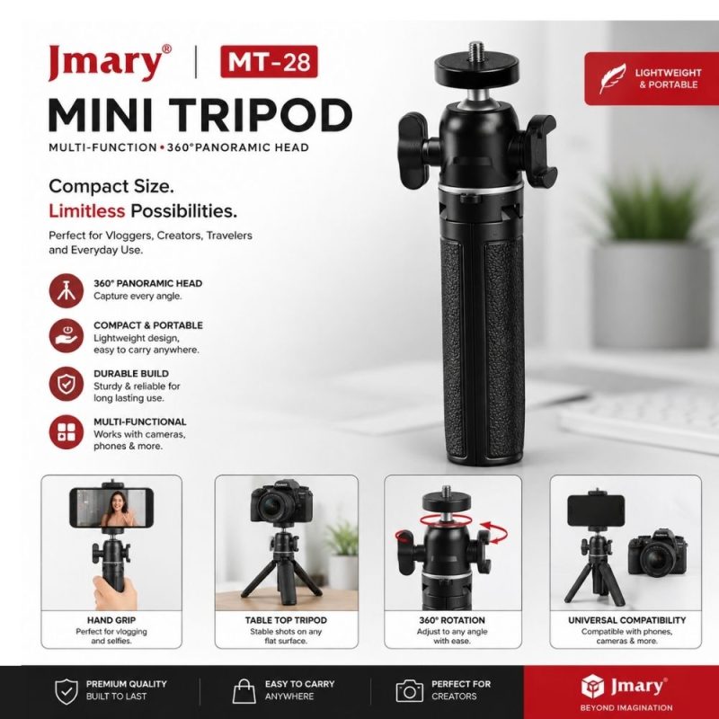 Jmary MT-28 extendable mini selfie stick and handheld vlogging grip