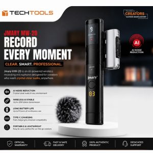 Jmary MW20 dual wireless recording microphone set with charging case by Tech Tools BD
