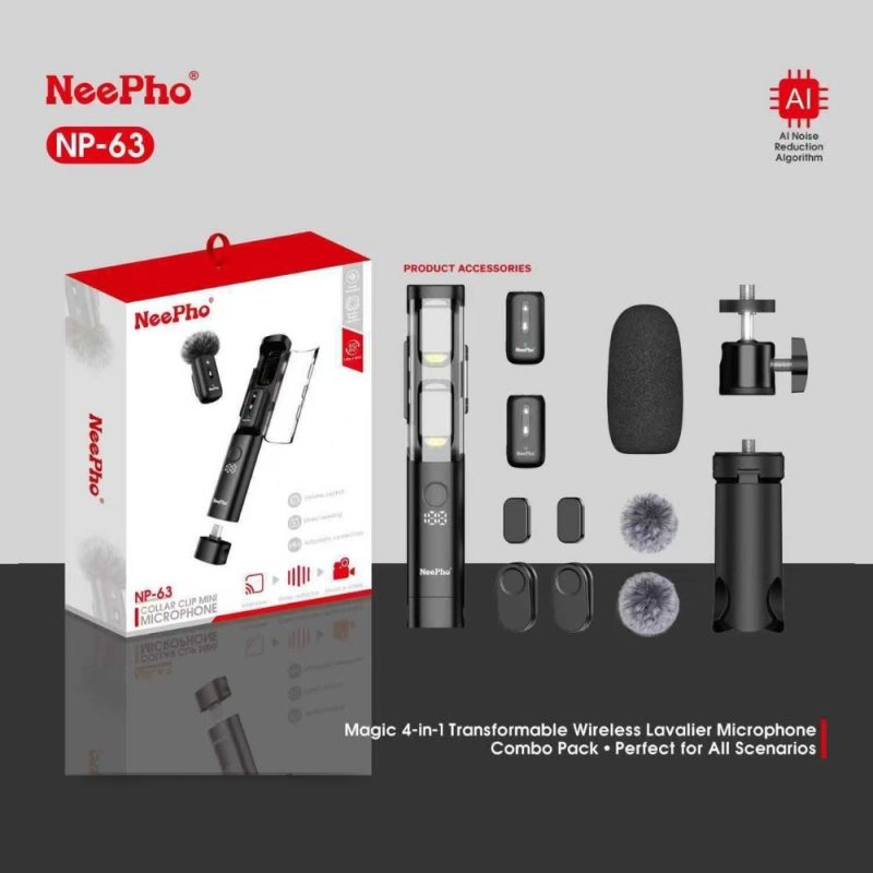 Neepho NP-63 4in1 wireless lavalier mic used as clip-on and handheld mic for vlogging Tech Tools