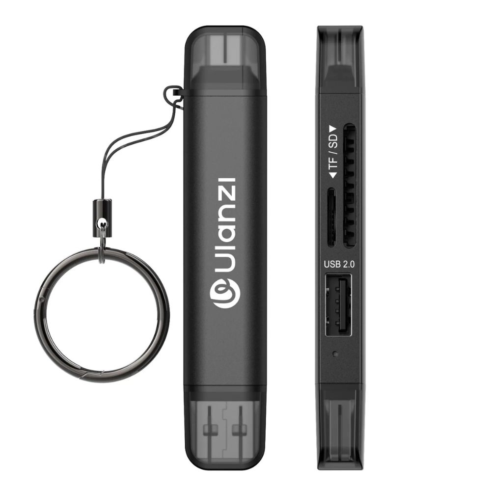 lanzi CR1 Portable 3-in-1 Memory Card Reader for Phone & Laptop- techtools