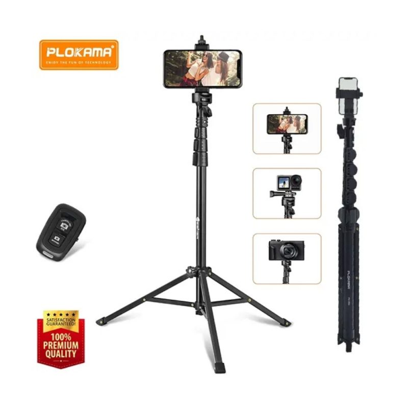 Plokama PK-996 professional aluminum camera and mobile tripod stand with phone holder by Tech Tools BD