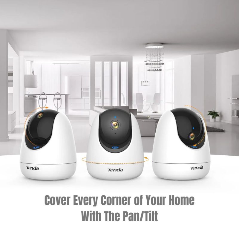 Tenda CP3 Pro camera head rotated showing 360 degree pan tilt and AI human detection Tech Tools BD
