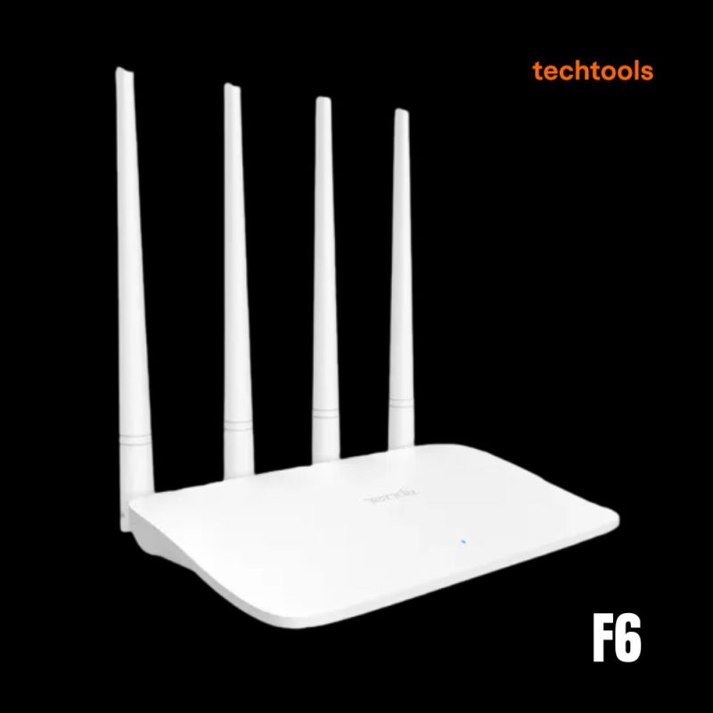 Tenda F6 300Mbps WiFi Router Tenda F6 300Mbps router back panel showing 1 WAN and 3 LAN Ethernet ports Tech Tools BD