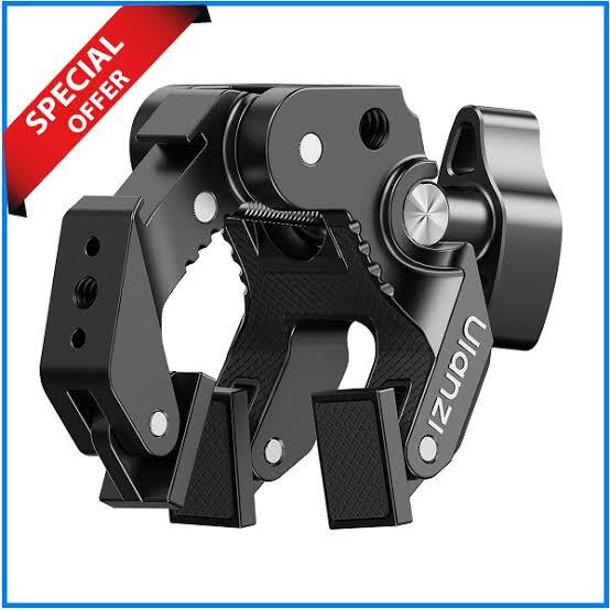 Ulanzi CO-78 Super Clamp mounted on desk with camera monitor attached, heavy duty clamp for live streaming and video production, best Super Clamp for content creators at TechTools BD
