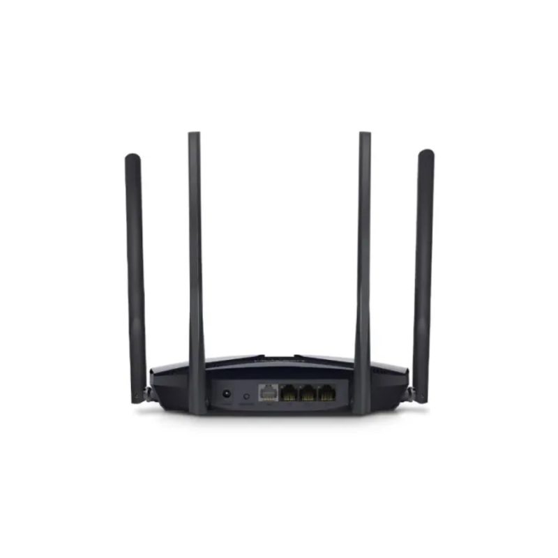 Mercusys MR80X AX3000 dual band gigabit wifi 6 router with 4 high gain antennas by Tech Tools BD (2) Mercusys MR80X router rear panel with 1 gigabit WAN and 3 gigabit LAN ports Tech Tools BD